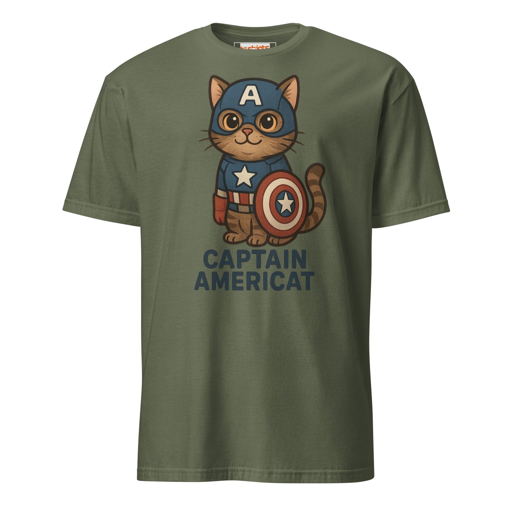 Captain Americat T-Shirt | Cat Movie Mashup - Military Green - T-Shirts Online