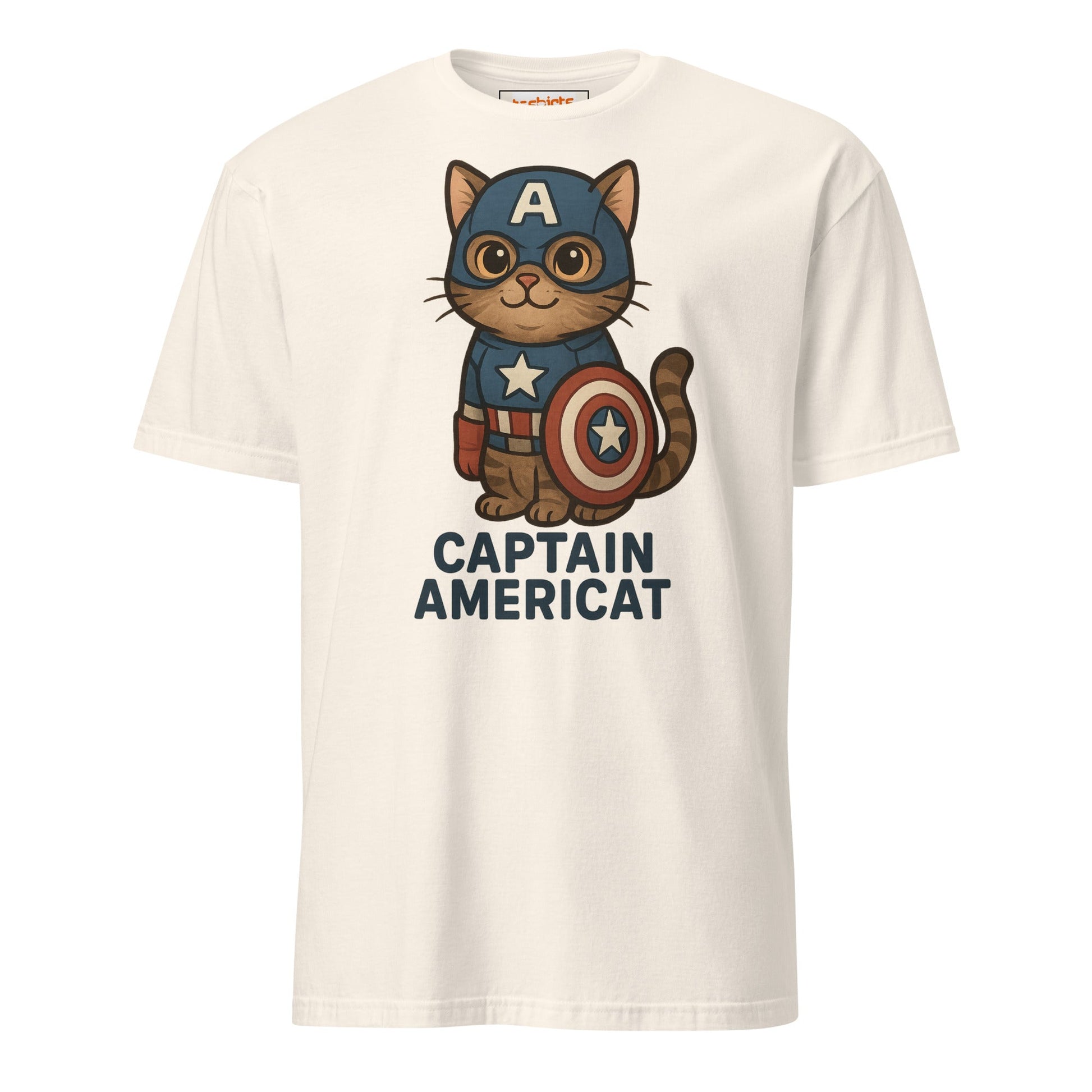 Captain Americat T-Shirt | Cat Movie Mashup - Natural - T-Shirts Online