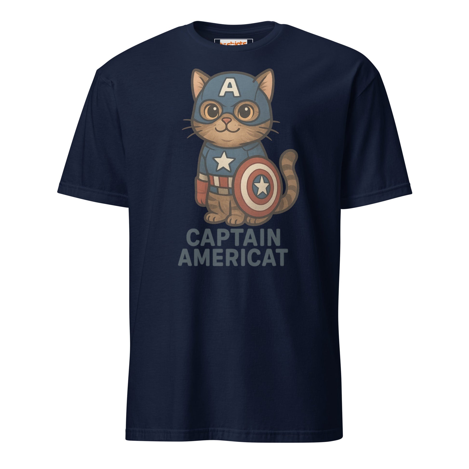 Captain Americat T-Shirt | Cat Movie Mashup - Navy - T-Shirts Online