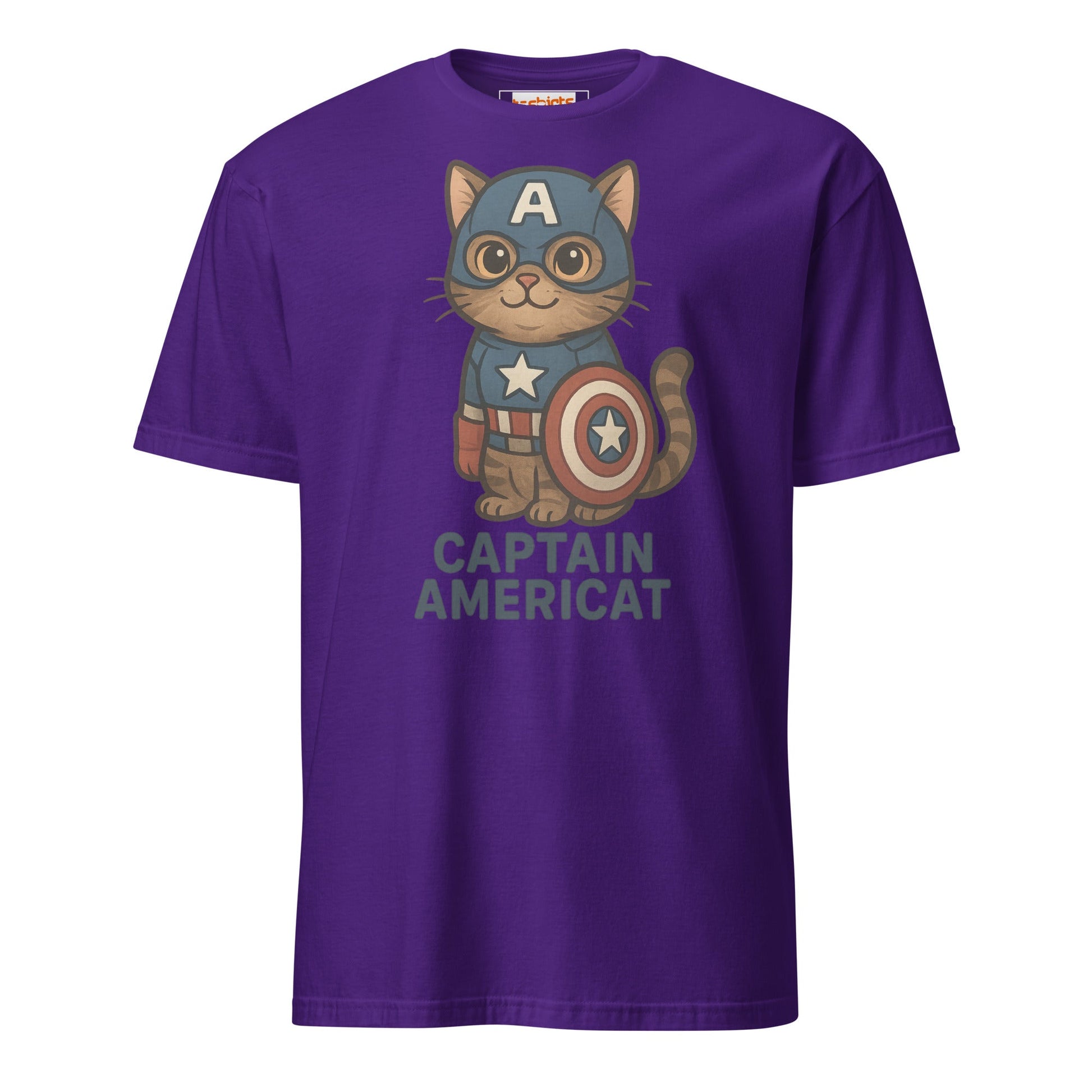 Captain Americat T-Shirt | Cat Movie Mashup - Purple - T-Shirts Online