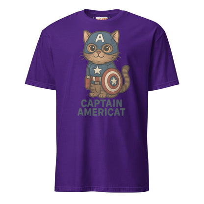Captain Americat T-Shirt | Cat Movie Mashup - Purple - T-Shirts Online