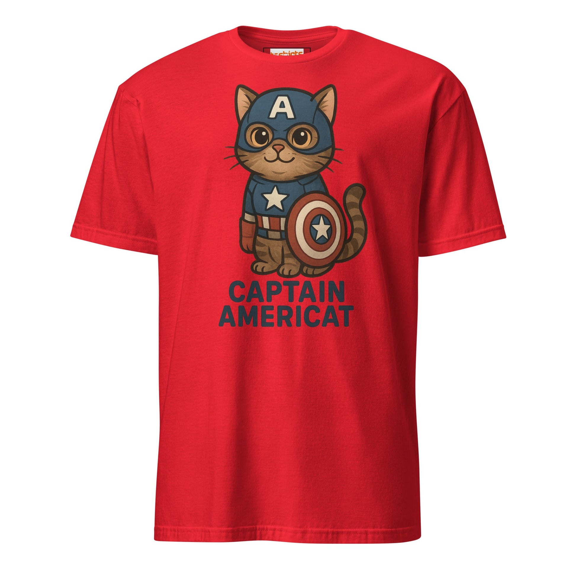 Captain Americat T-Shirt | Cat Movie Mashup - Red - T-Shirts Online