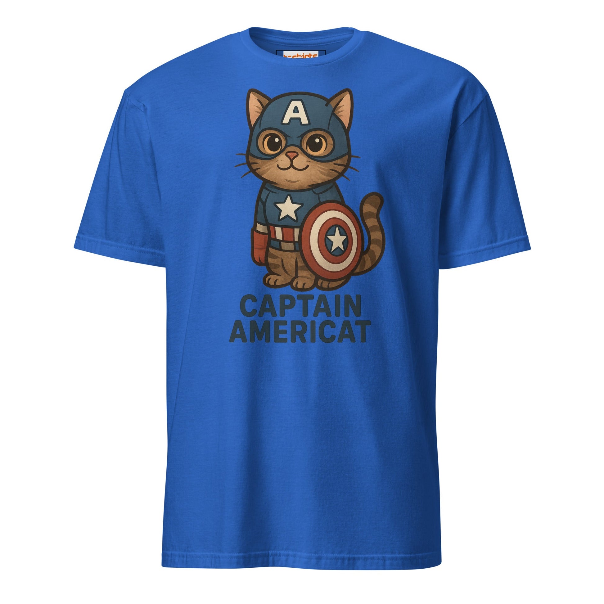 Captain Americat T-Shirt | Cat Movie Mashup - Royal - T-Shirts Online