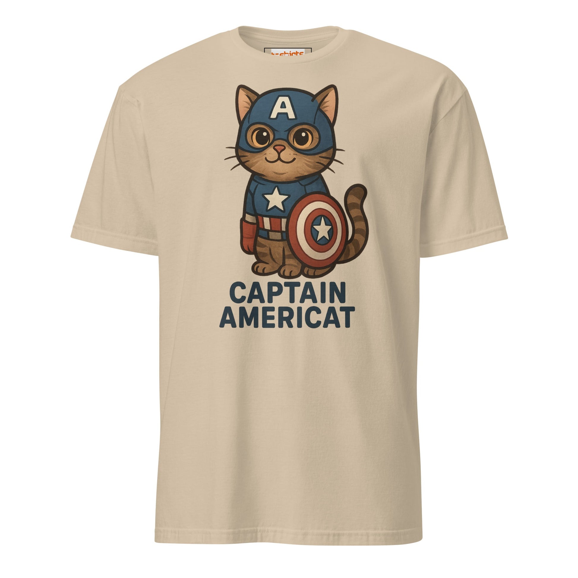 Captain Americat T-Shirt | Cat Movie Mashup - Sand - T-Shirts Online
