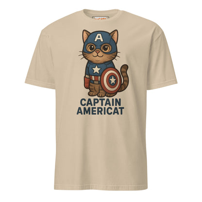 Captain Americat T-Shirt | Cat Movie Mashup - Sand - T-Shirts Online