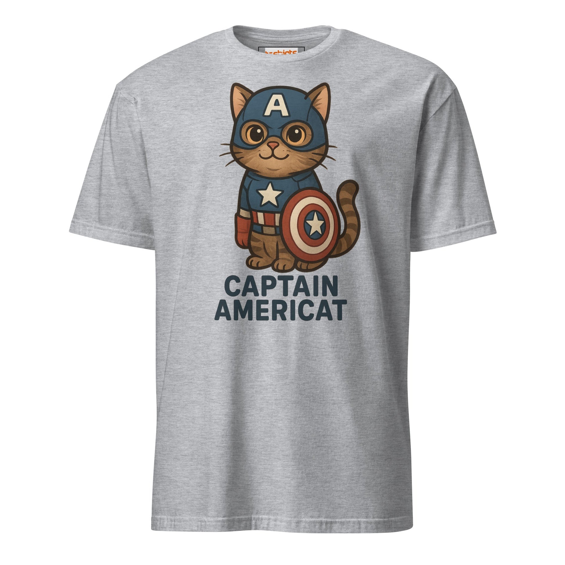 Captain Americat T-Shirt | Cat Movie Mashup - Sport Grey - T-Shirts Online