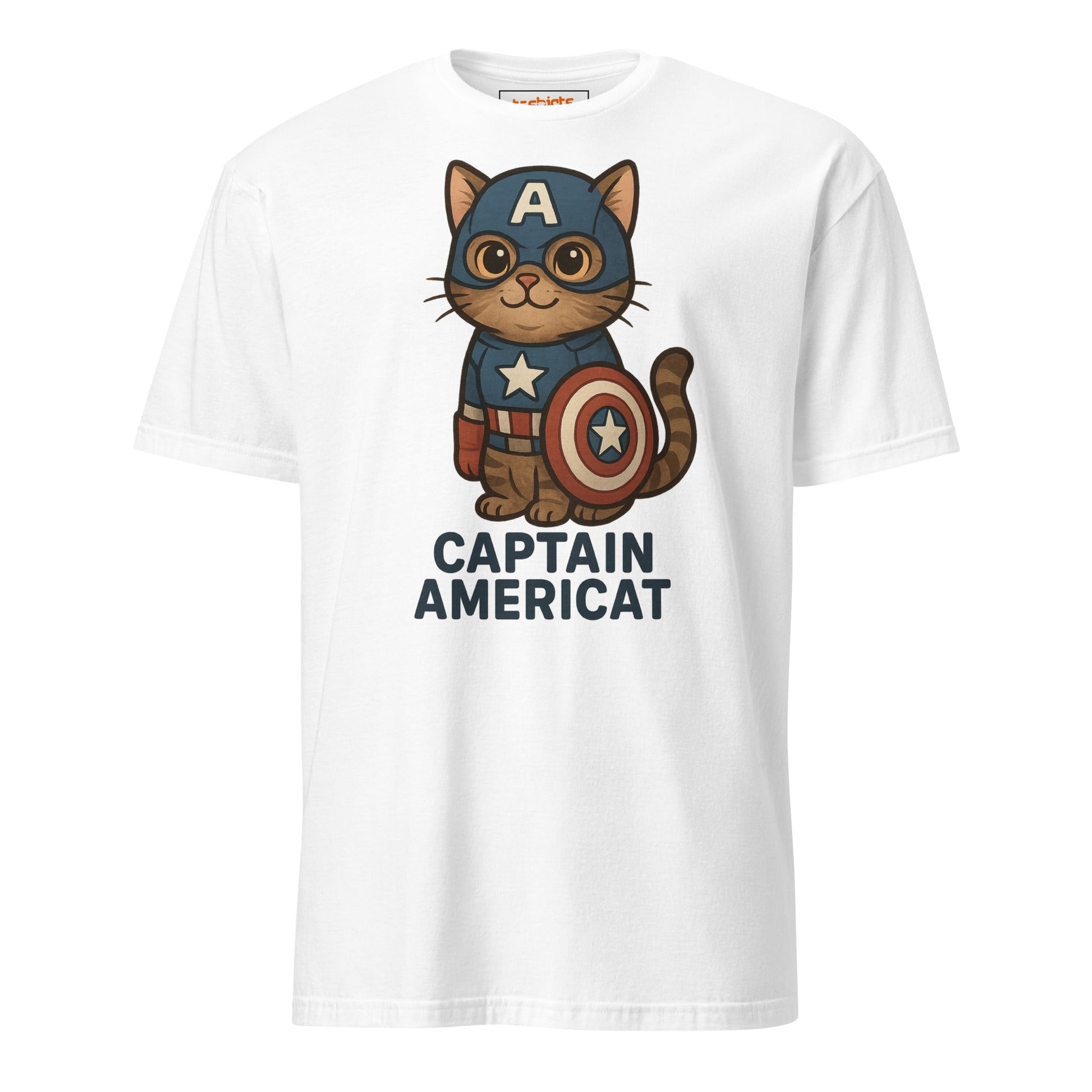 Captain Americat T-Shirt | Cat Movie Mashup - White - T-Shirts Online