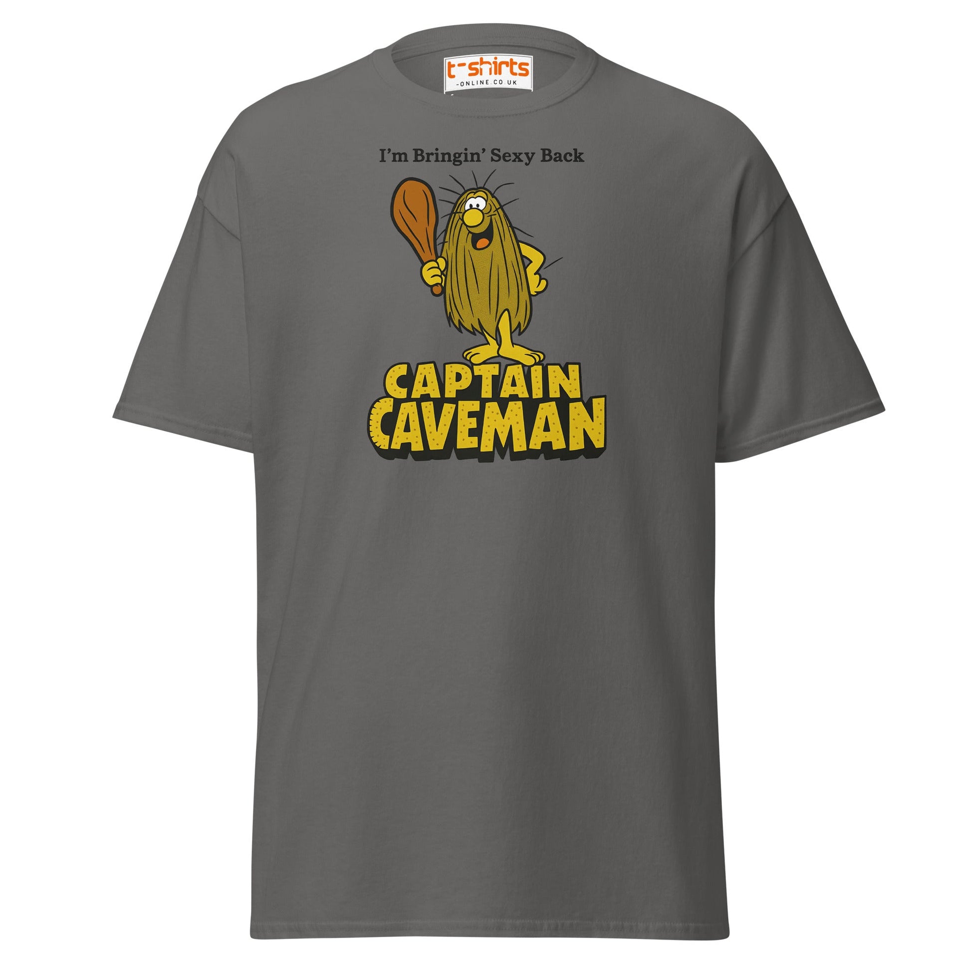 Captain Caveman Retro Cartoon T-Shirt - Charcoal - T-Shirts Online