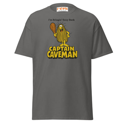Captain Caveman Retro Cartoon T-Shirt - Charcoal - T-Shirts Online