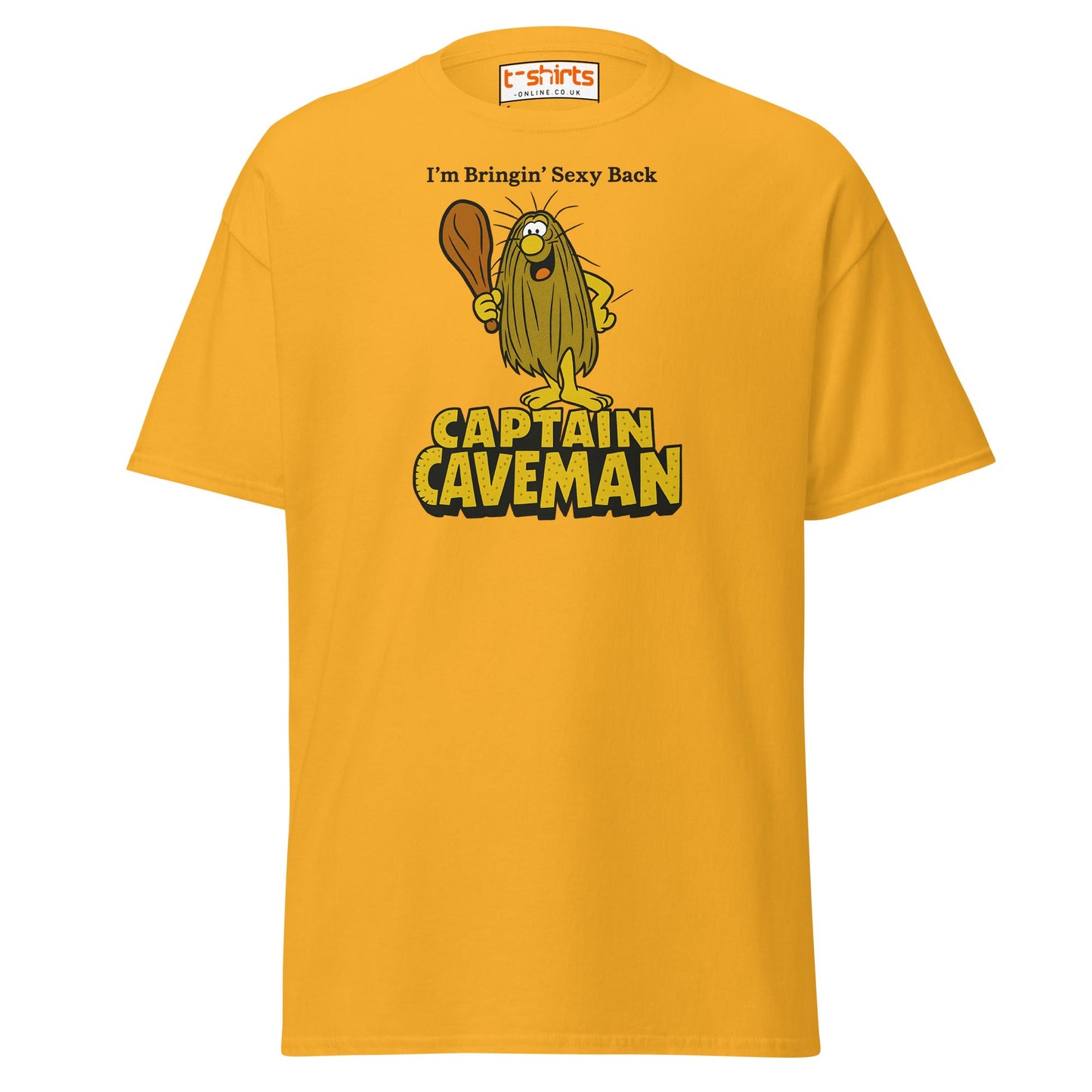Captain Caveman Retro Cartoon T-Shirt - Gold - T-Shirts Online