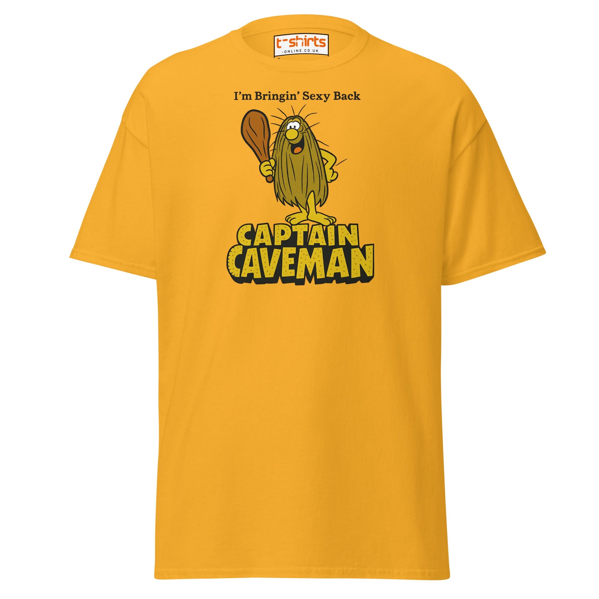 Captain Caveman Retro Cartoon T-Shirt - Gold - T-Shirts Online