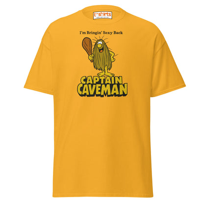 Captain Caveman Retro Cartoon T-Shirt - Gold - T-Shirts Online
