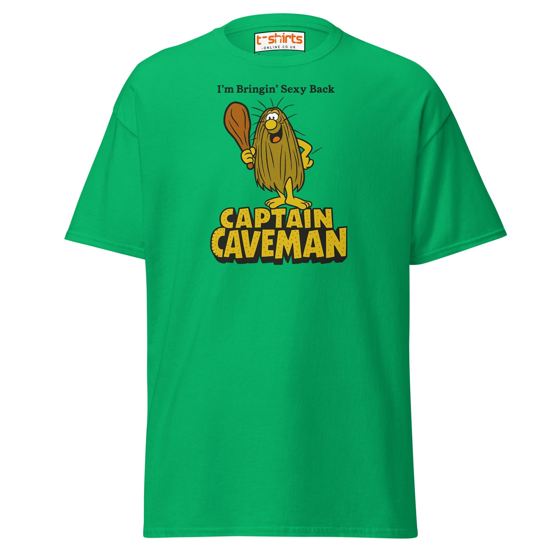 Captain Caveman Retro Cartoon T-Shirt - Irish Green - T-Shirts Online
