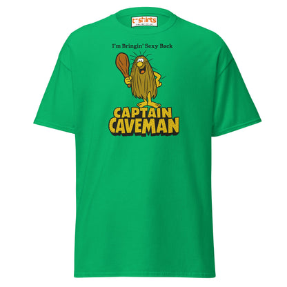 Captain Caveman Retro Cartoon T-Shirt - Irish Green - T-Shirts Online