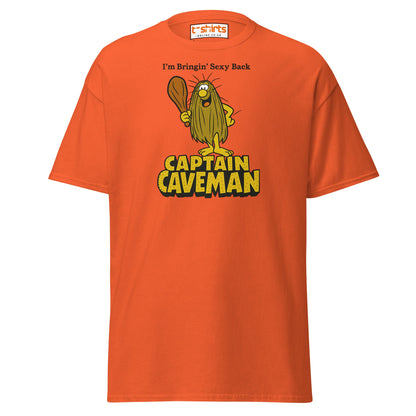 Captain Caveman Retro Cartoon T-Shirt - Orange - T-Shirts Online