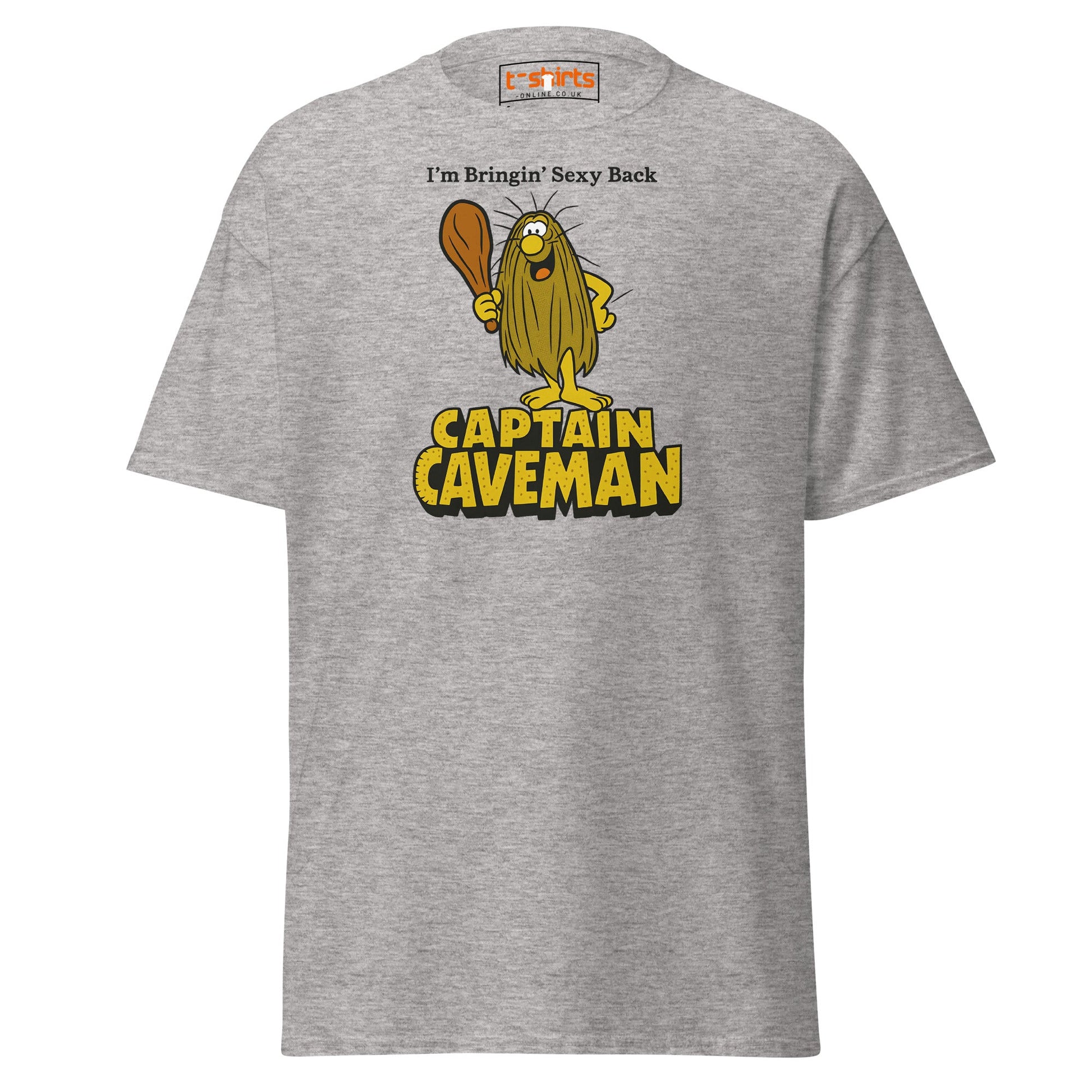 Captain Caveman Retro Cartoon T-Shirt - Sport Grey - T-Shirts Online