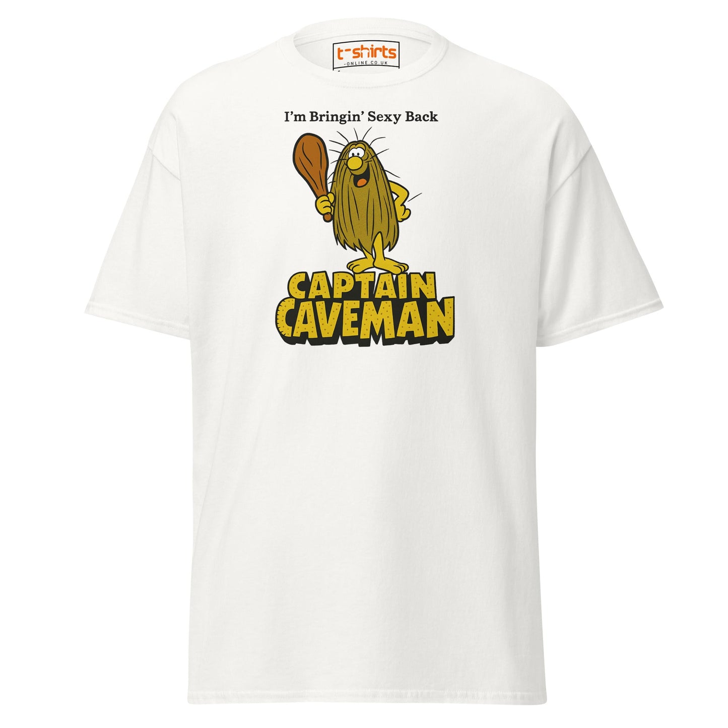 Captain Caveman Retro Cartoon T-Shirt - White - T-Shirts Online