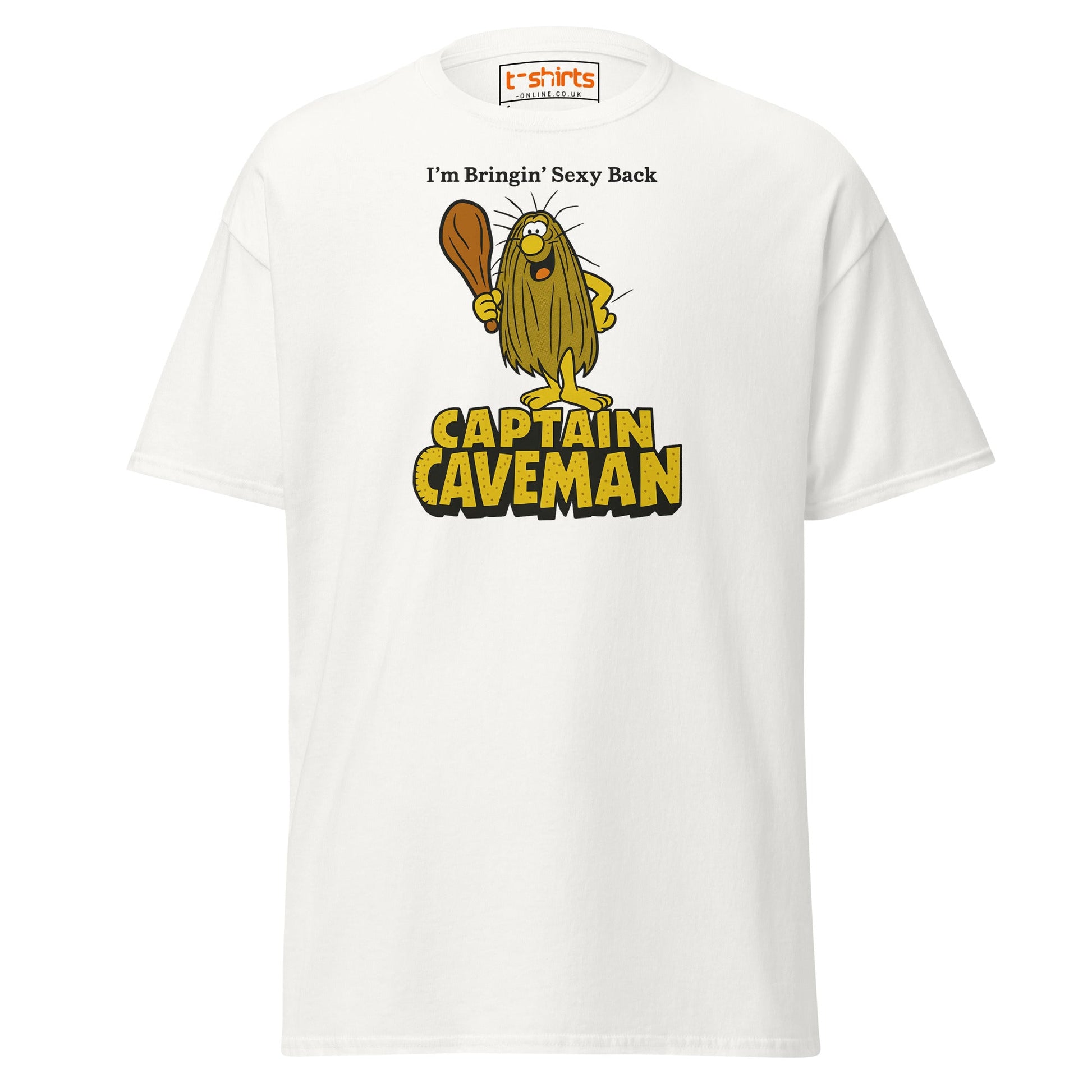 Captain Caveman Retro Cartoon T-Shirt - White - T-Shirts Online