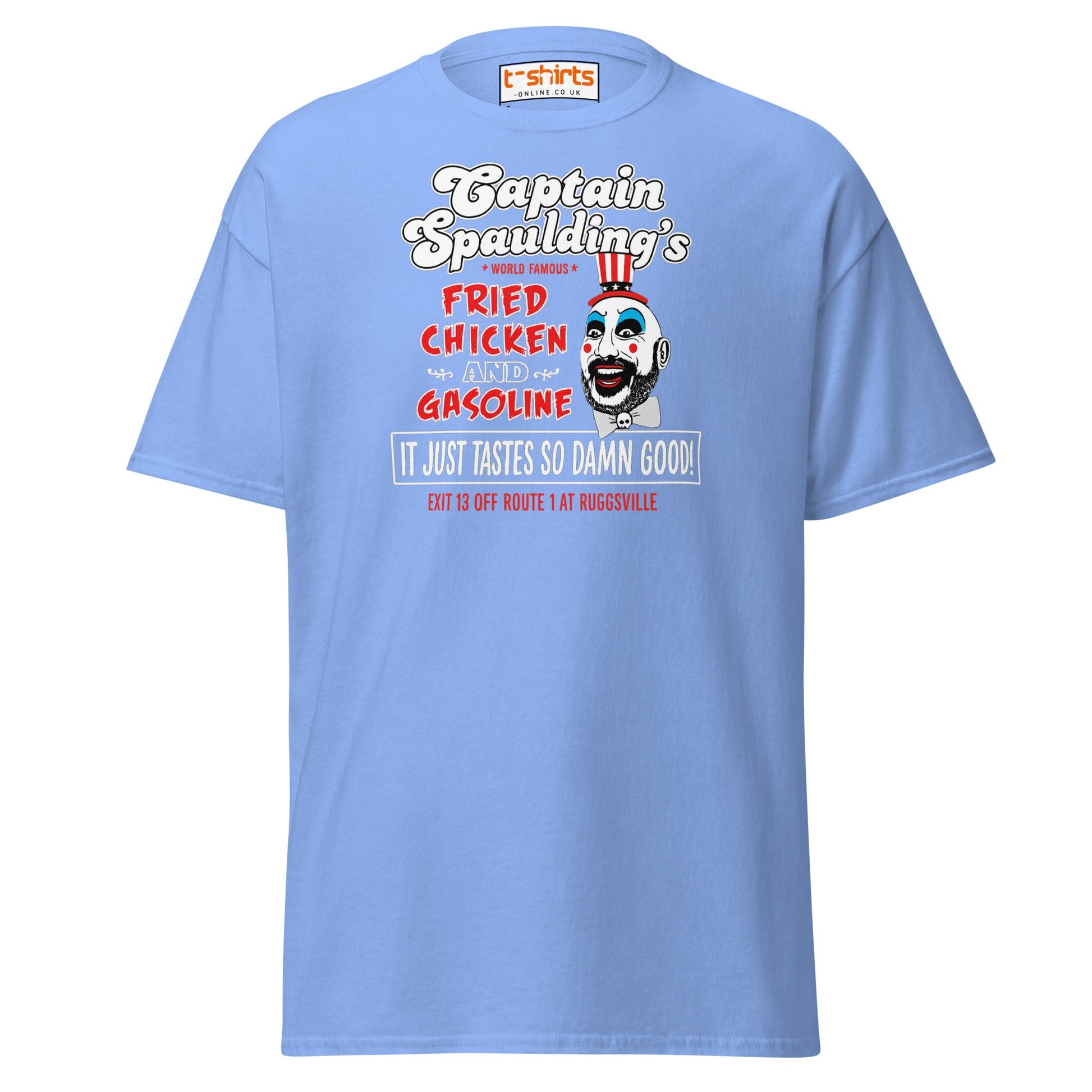 Captain Spaulding Fried Chicken & Gasoline Tee - Carolina Blue - T-Shirts Online