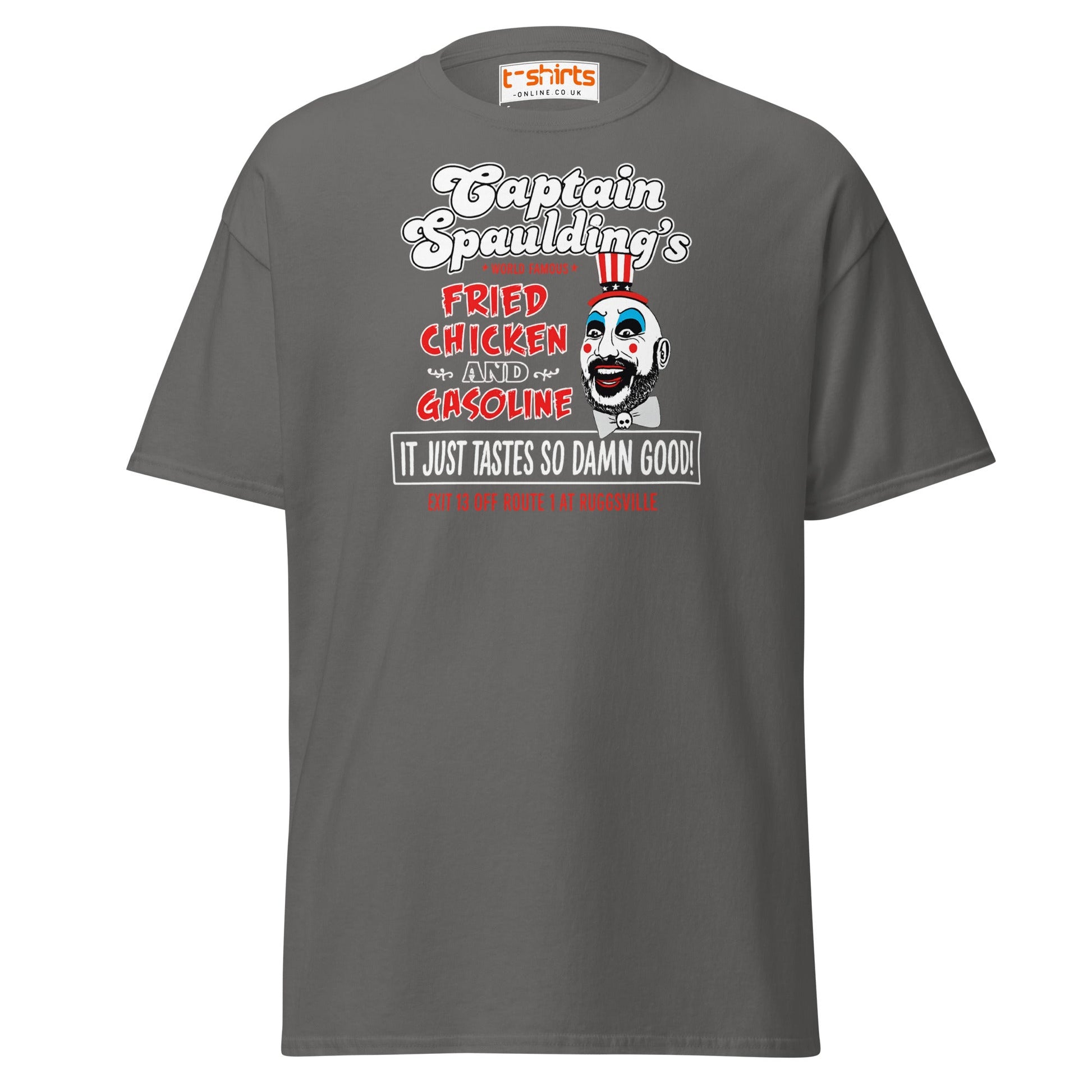 Captain Spaulding Fried Chicken & Gasoline Tee - Charcoal - T-Shirts Online
