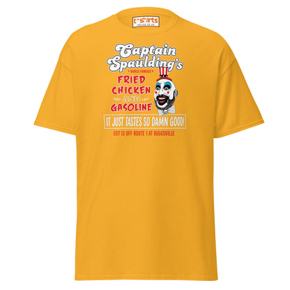 Captain Spaulding Fried Chicken & Gasoline Tee - Gold - T-Shirts Online