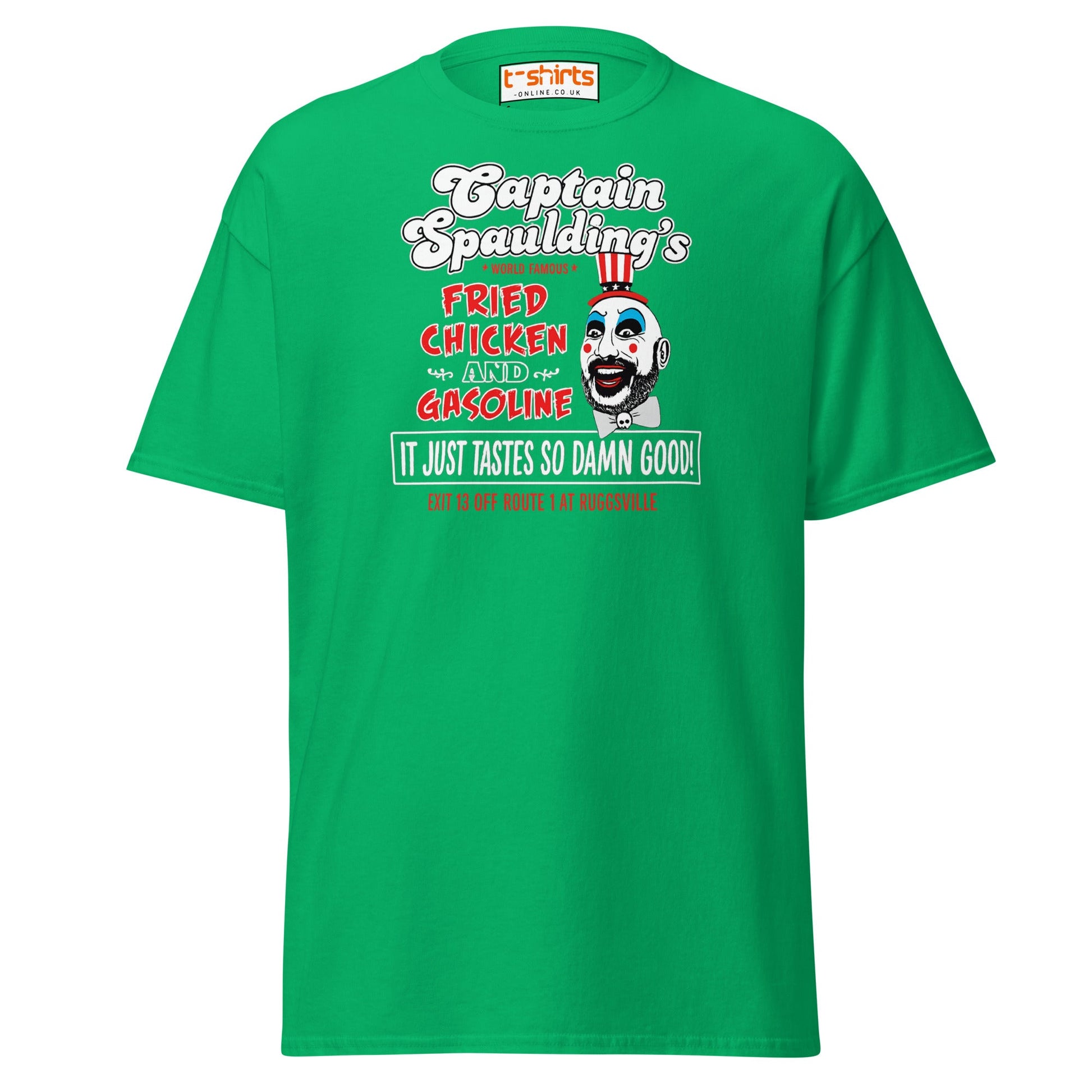 Captain Spaulding Fried Chicken & Gasoline Tee - Irish Green - T-Shirts Online