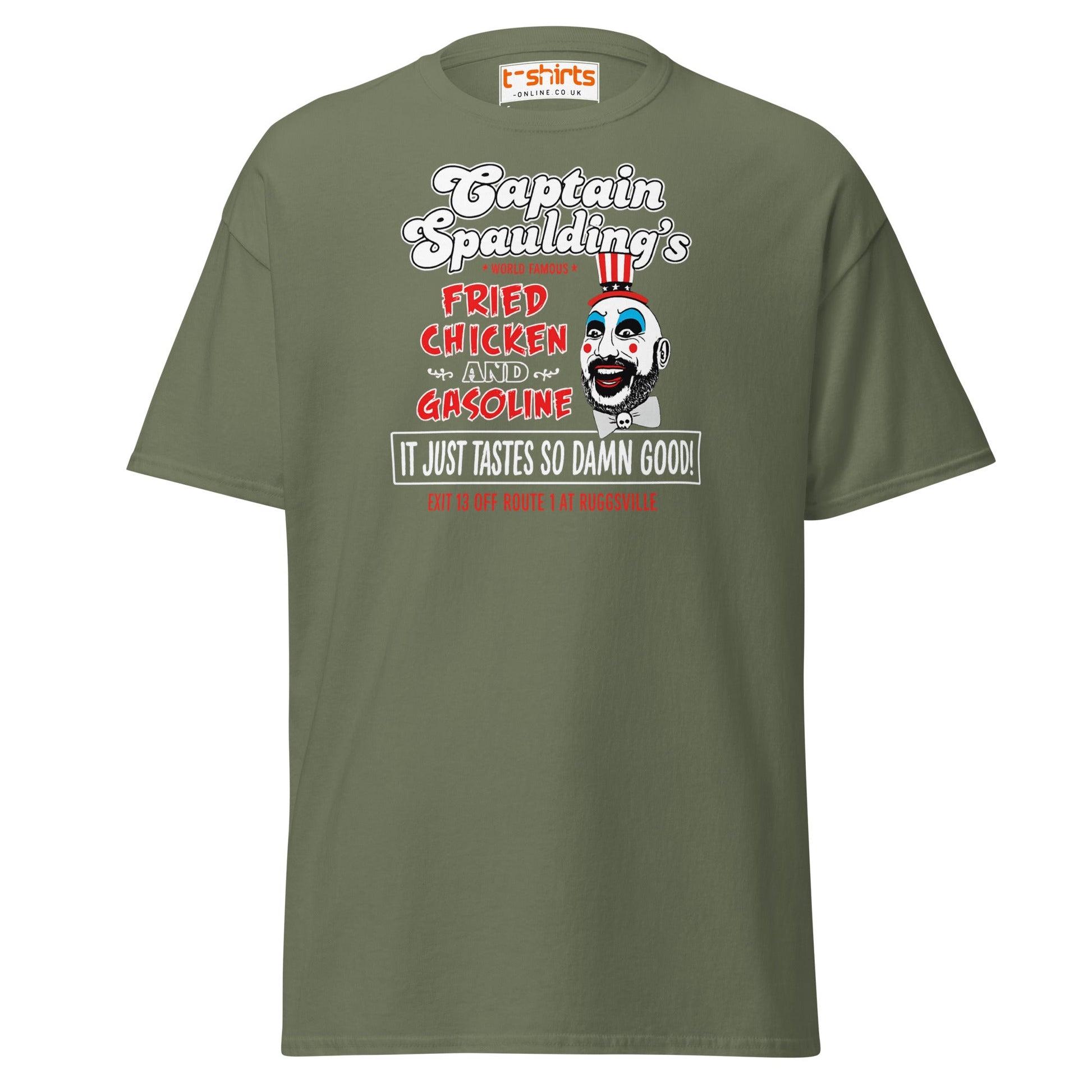 Captain Spaulding Fried Chicken & Gasoline Tee - Military Green - T-Shirts Online
