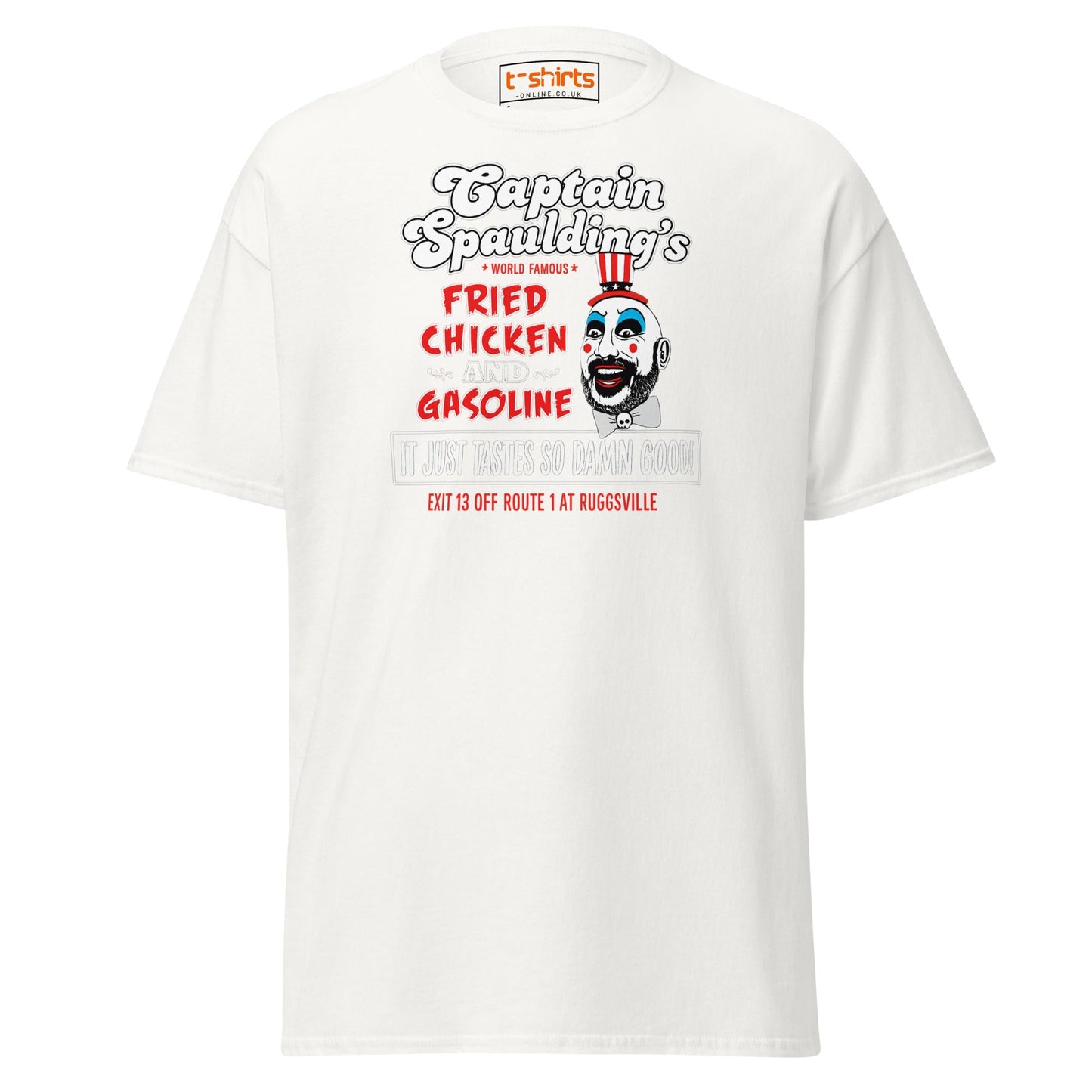 Captain Spaulding Fried Chicken & Gasoline Tee - White - T-Shirts Online