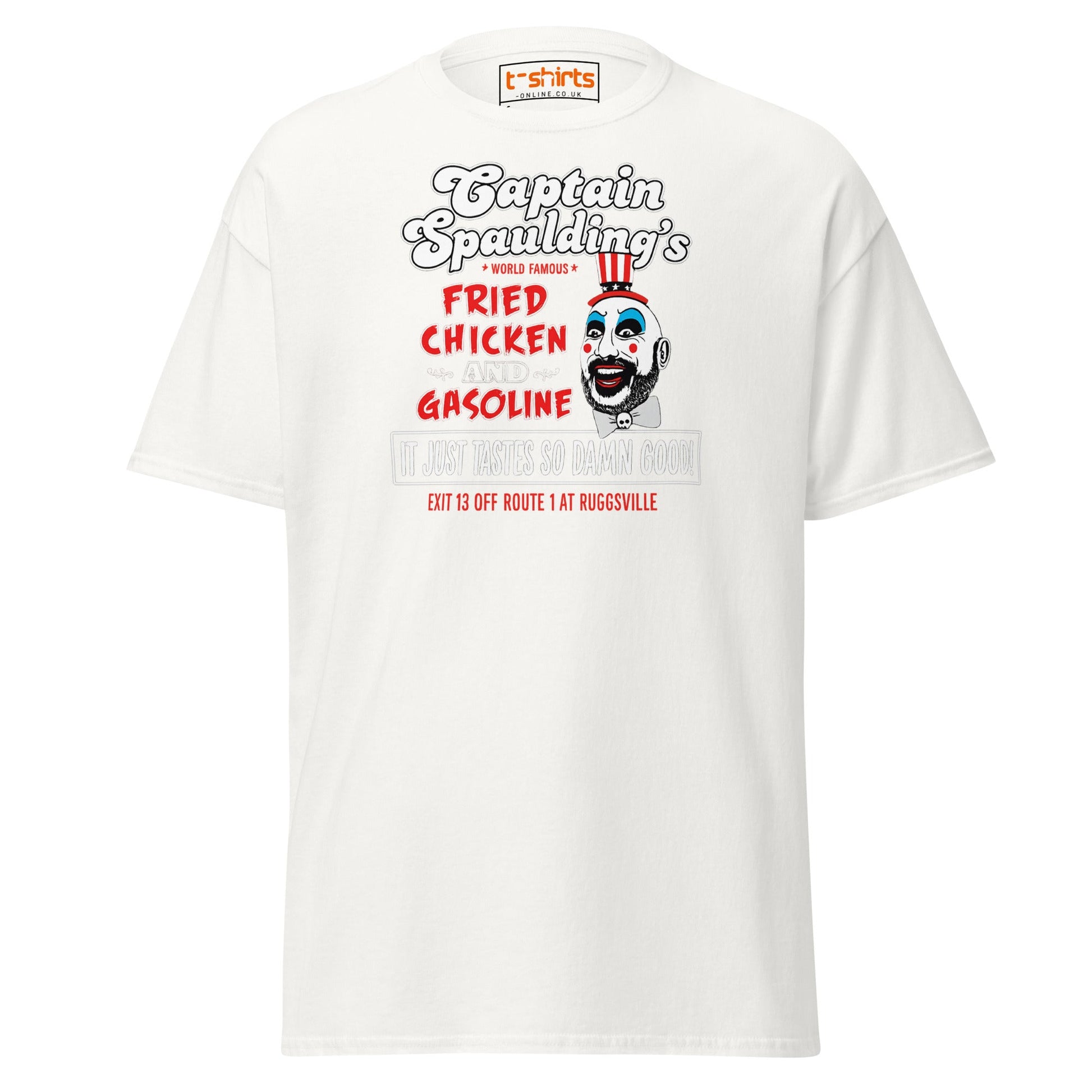 Captain Spaulding Fried Chicken & Gasoline Tee - White - T-Shirts Online