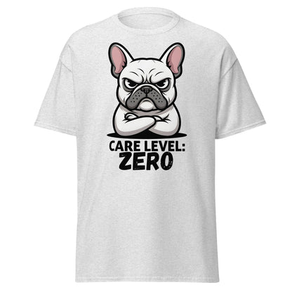 Care Level Zero French Bulldog T-Shirt - Grumpy Dog - Ash - T-Shirts Online