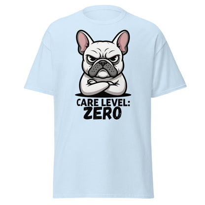 Care Level Zero French Bulldog T-Shirt - Grumpy Dog - Light Blue - T-Shirts Online