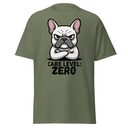 Care Level Zero French Bulldog T-Shirt - Grumpy Dog - Military Green - T-Shirts Online