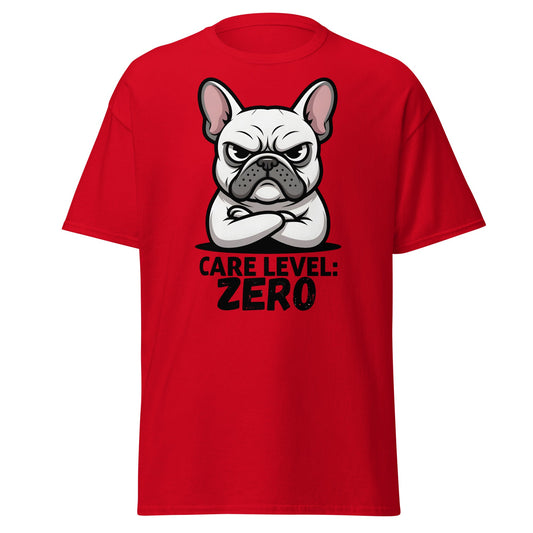 Care Level Zero French Bulldog T-Shirt - Grumpy Dog - Red - T-Shirts Online