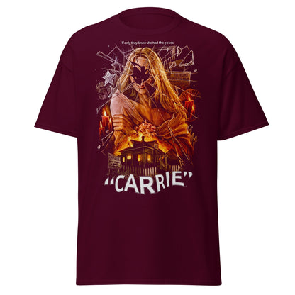 Carrie Movie Poster Vintage Horror T-Shirt - Maroon - T-Shirts Online