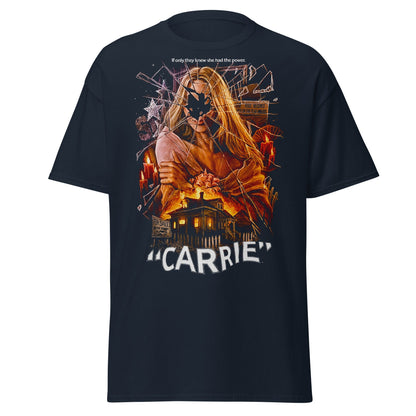 Carrie Movie Poster Vintage Horror T-Shirt - Navy - T-Shirts Online