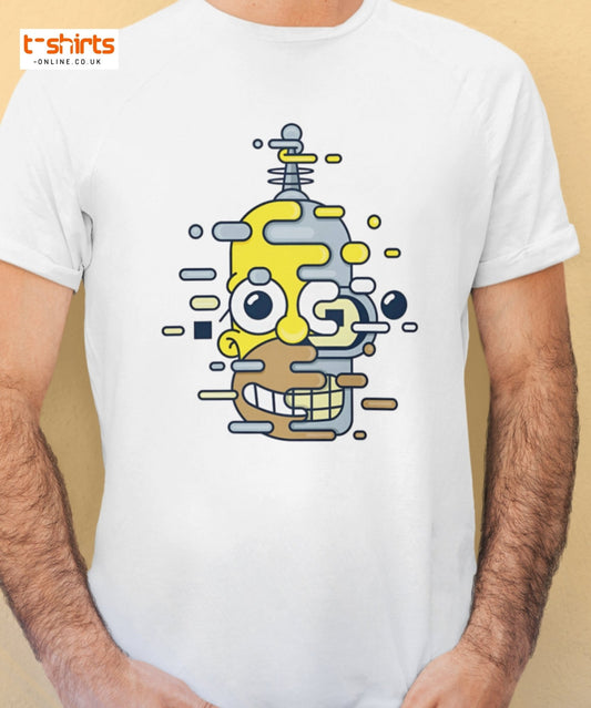 Cartoon Mashup Robot T-Shirt | Glitch Art Style - Black - T-Shirts Online