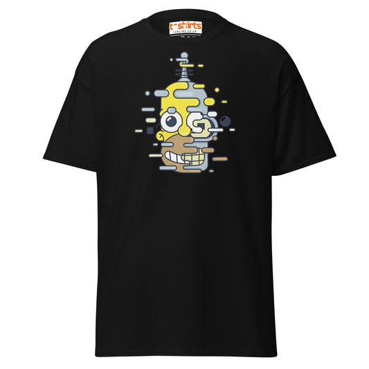 Cartoon Mashup Robot T-Shirt | Glitch Art Style - Black - T-Shirts Online
