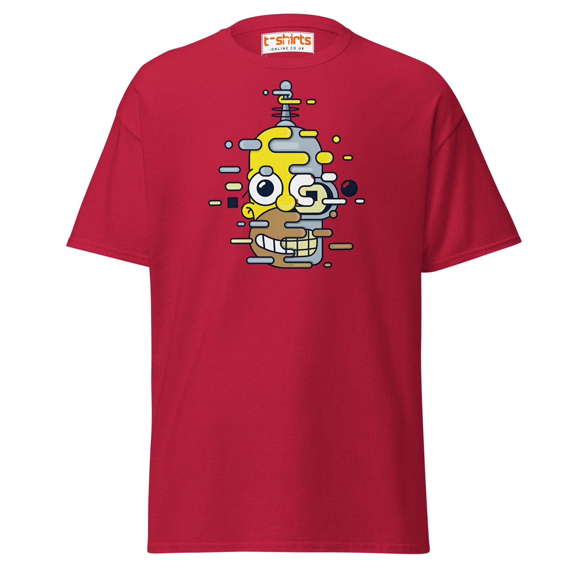 Cartoon Mashup Robot T-Shirt | Glitch Art Style - Cardinal - T-Shirts Online