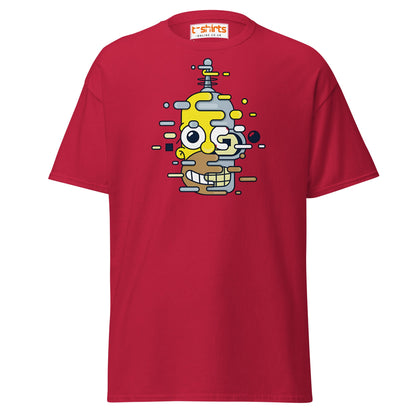 Cartoon Mashup Robot T-Shirt | Glitch Art Style - Cardinal - T-Shirts Online