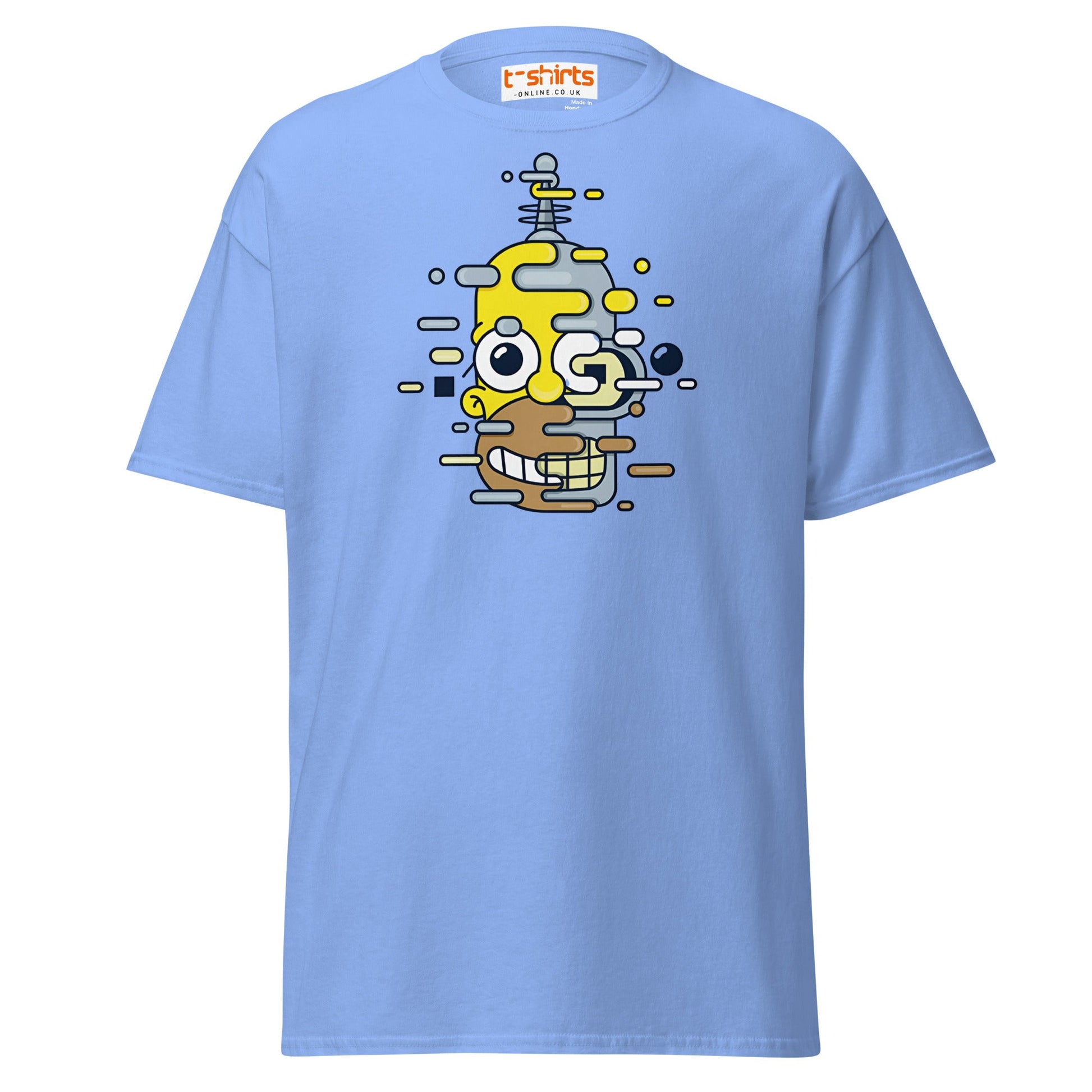 Cartoon Mashup Robot T-Shirt | Glitch Art Style - Carolina Blue - T-Shirts Online