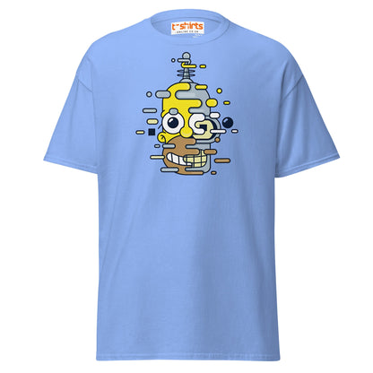 Cartoon Mashup Robot T-Shirt | Glitch Art Style - Carolina Blue - T-Shirts Online