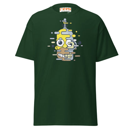 Cartoon Mashup Robot T-Shirt | Glitch Art Style - Forest Green - T-Shirts Online