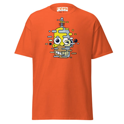 Cartoon Mashup Robot T-Shirt | Glitch Art Style - Orange - T-Shirts Online