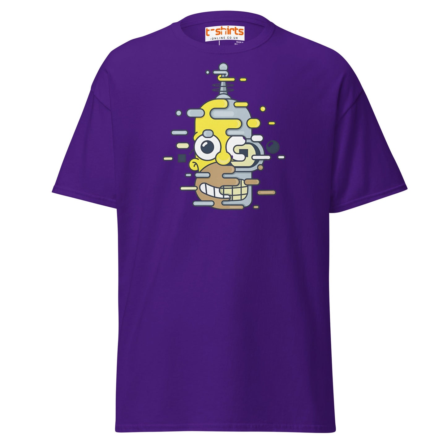 Cartoon Mashup Robot T-Shirt | Glitch Art Style - Purple - T-Shirts Online