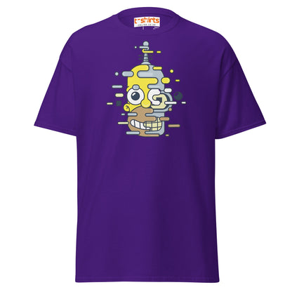 Cartoon Mashup Robot T-Shirt | Glitch Art Style - Purple - T-Shirts Online