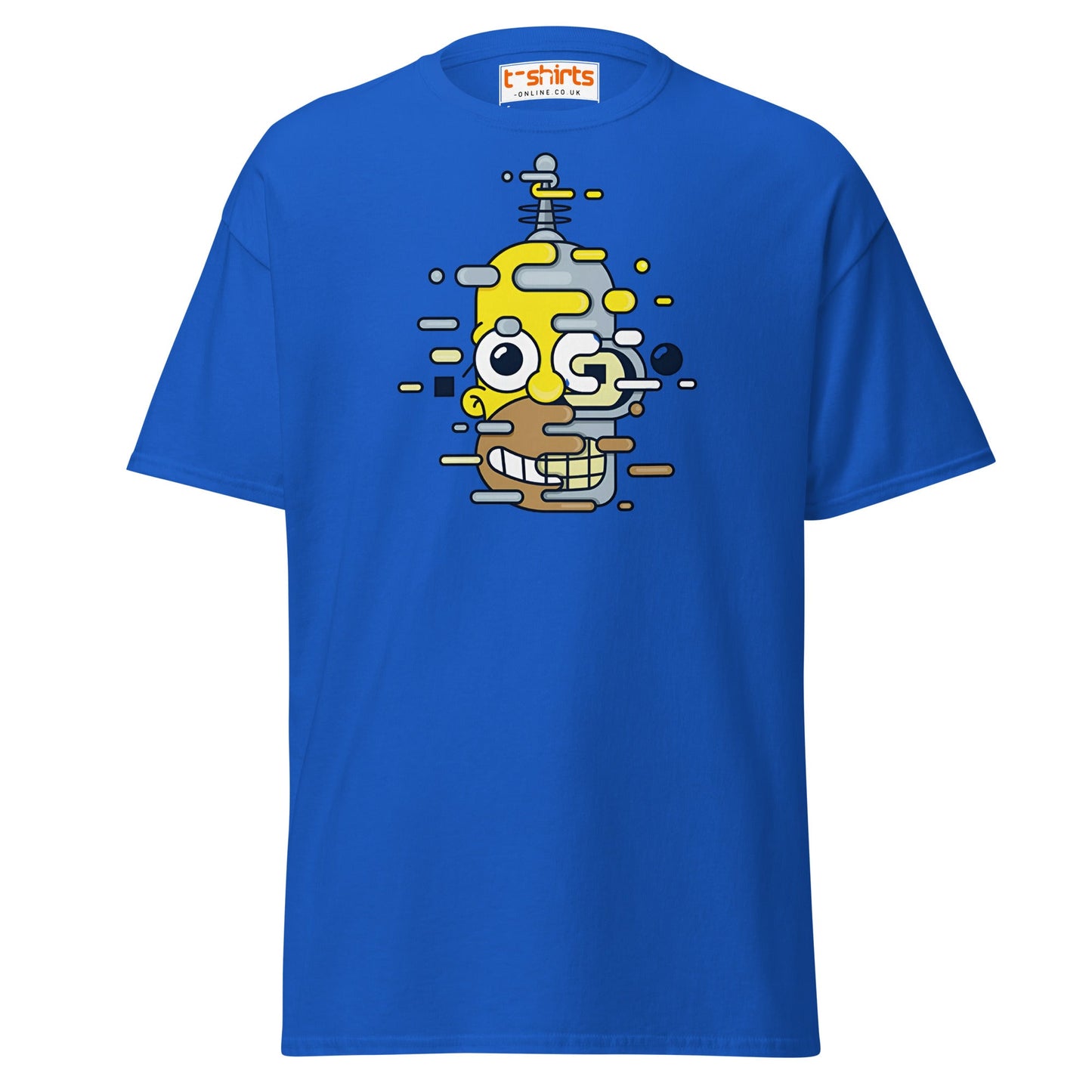 Cartoon Mashup Robot T-Shirt | Glitch Art Style - Royal - T-Shirts Online