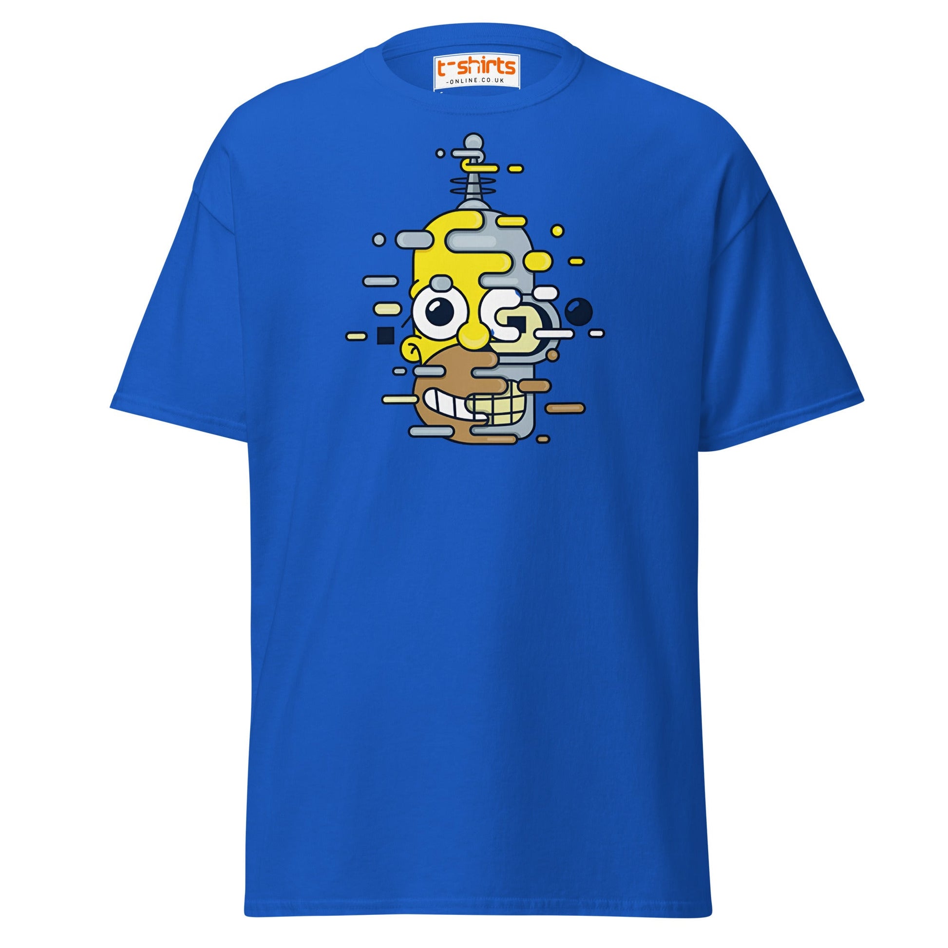 Cartoon Mashup Robot T-Shirt | Glitch Art Style - Royal - T-Shirts Online
