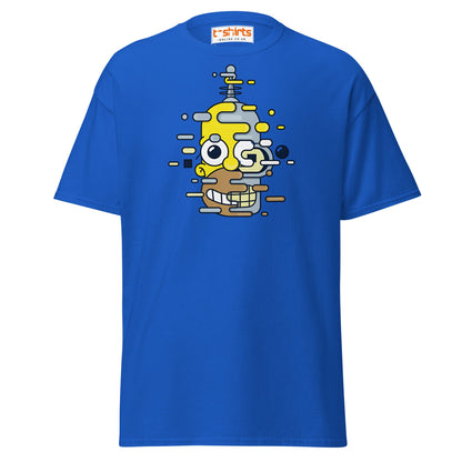 Cartoon Mashup Robot T-Shirt | Glitch Art Style - Royal - T-Shirts Online