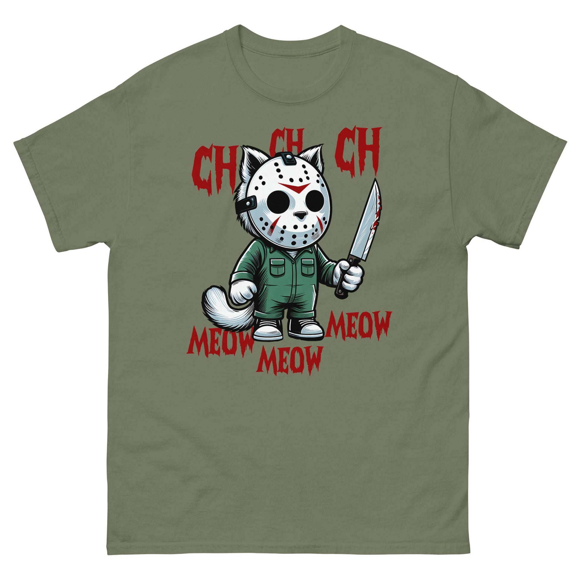 Cat Halloween | Spooky T-Shirt - Military Green - T-Shirts Online