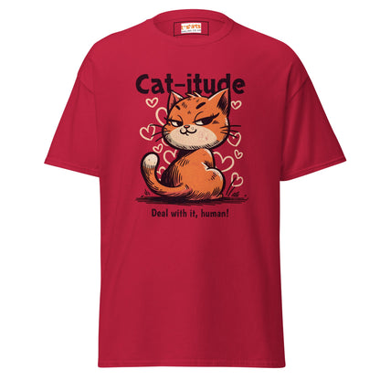 Cat - itude T-Shirt | Feline Women's Tee - Cardinal - T-Shirts Online